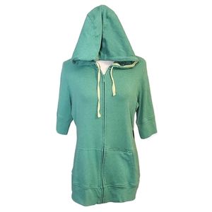 DULUTH | Women's green short-sleeve zipper-front hoodie. Size large.
